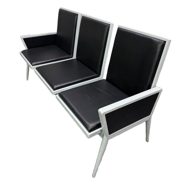 3 Seater Black Cushion Waiting Chair with Reducing Legs