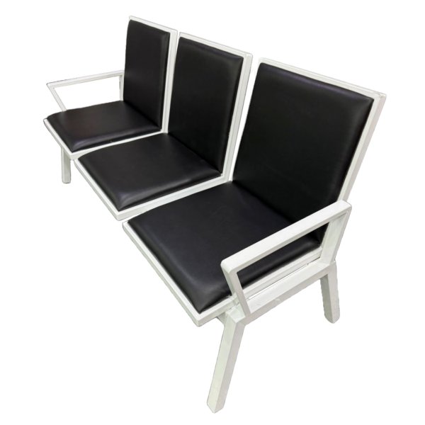 3 Seater Black Cushion Waiting Chair with Square Legs