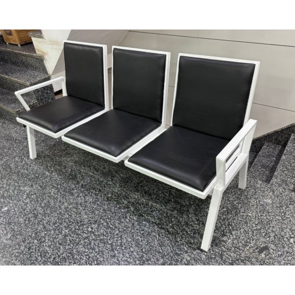 3 Seater Black Cushion Waiting Chair with Square Legs Best