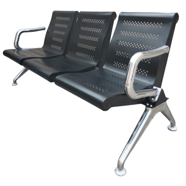 3-Seater Waiting Chair with Chrome Handle Legs