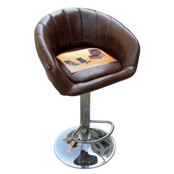 Bar Stool Dark Brown, Metal Leatherette Finish