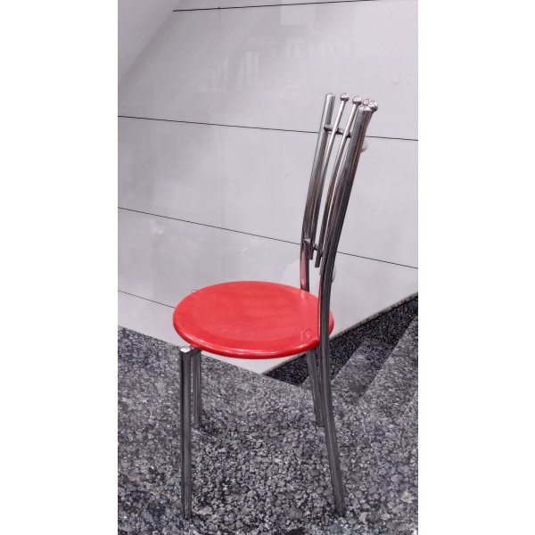 Crystal Round Steel Restaurant Chair in Red Seat - Magnetic SS Best