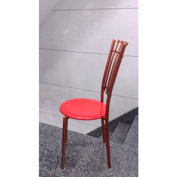 Crystal Round Steel Restaurant Chair in Red Seat - Copper Mirror Finish Best
