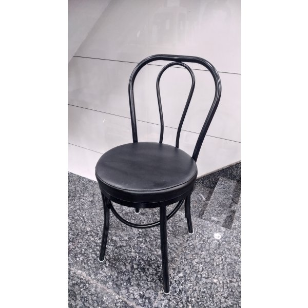 Cushion Restaurant Chair in Designer Black Cushion Seat Look
