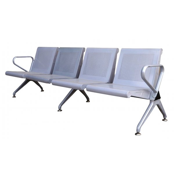 Four Seater MS (Mild Steel) Silver Waiting Chair