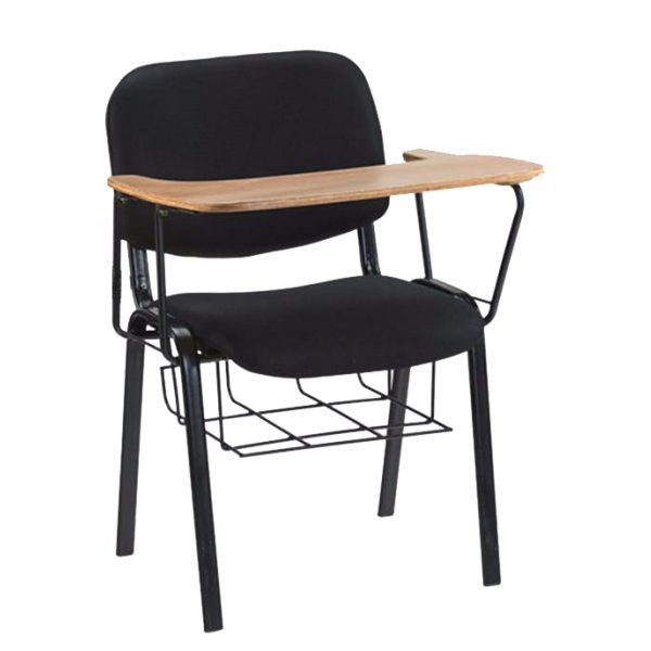 Full Size Wooden Pad Writing Chair In Black