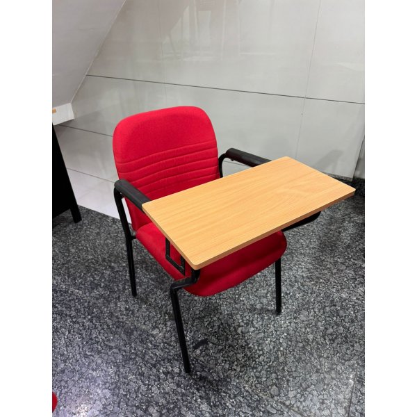 Full Writing Pad Chair - Comfortable Red Study Chair
