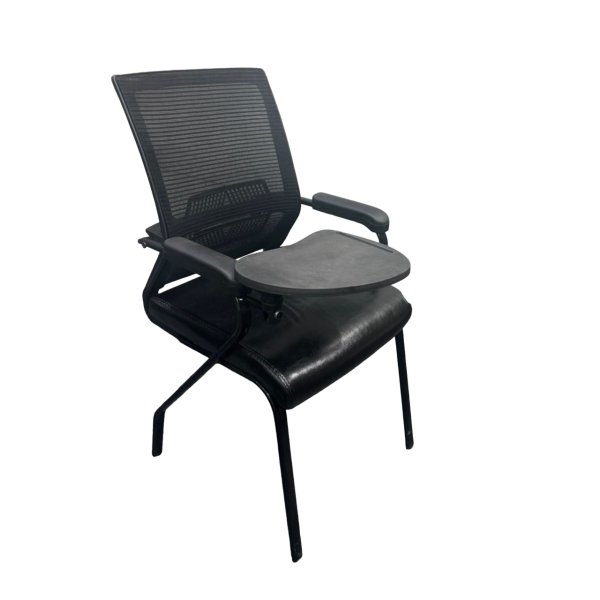 Half Writing Pad Chair with Armrest in Black