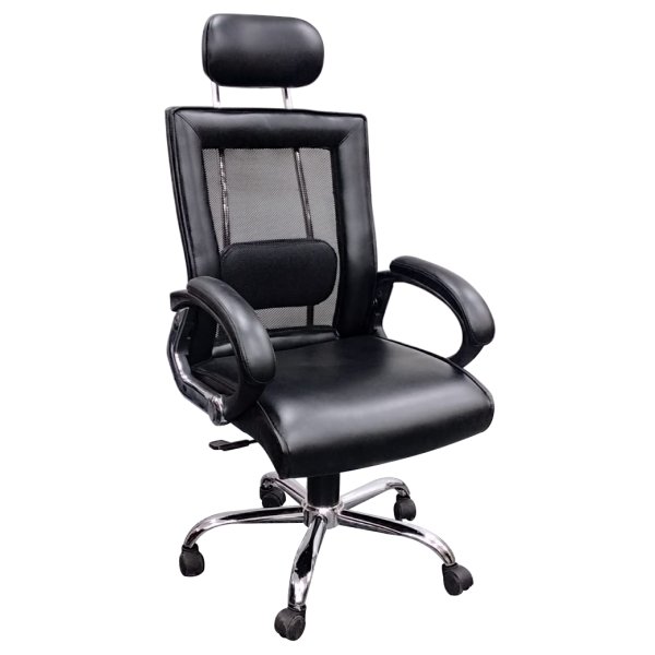 High Back - Mesh Chair for Office, Workstation (Black) Fix Handle Style