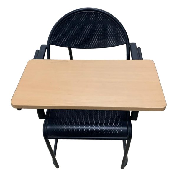 KL Wooden Full Writing Pad Chair In Black Finish