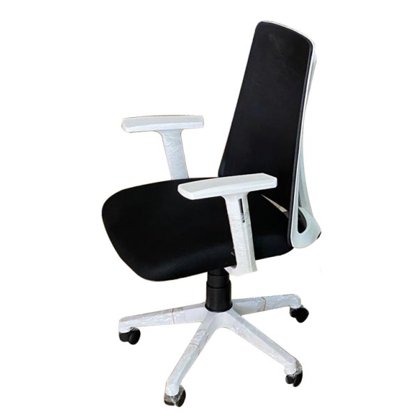 Medium Back Mesh Chair with Armrest (White)