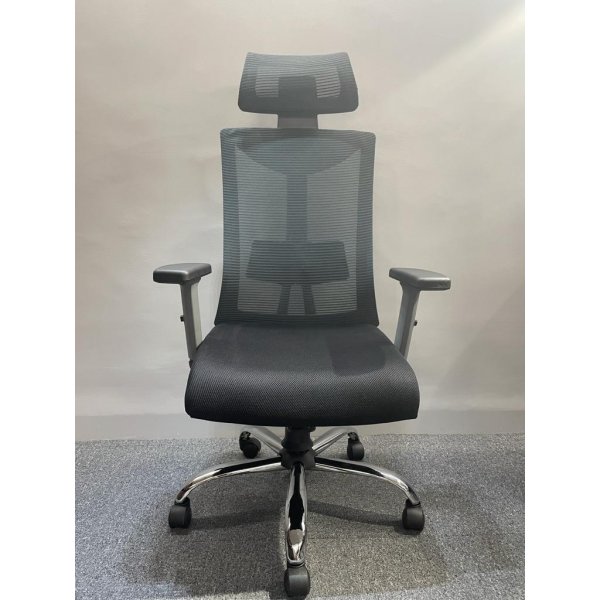 Mesh Chair (High Back) in Grey with Chrome Base Design