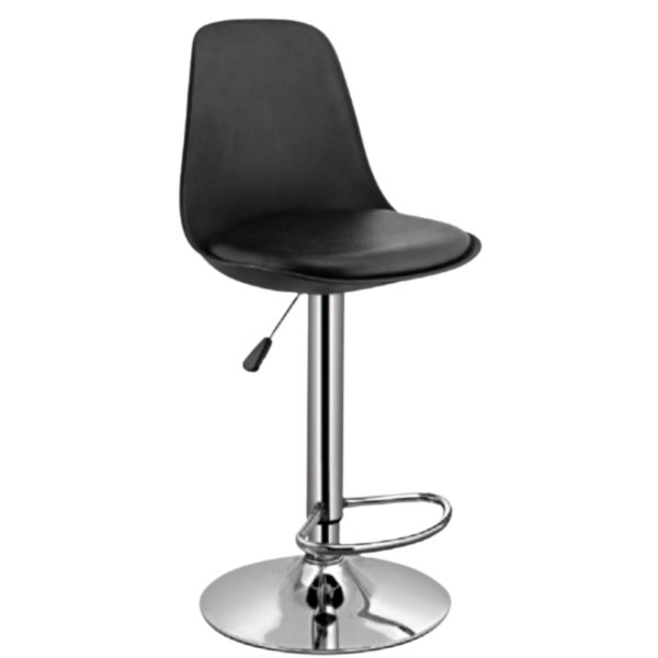 Modern Bar Stool - Plastic Seat Bar Stool In Black Color