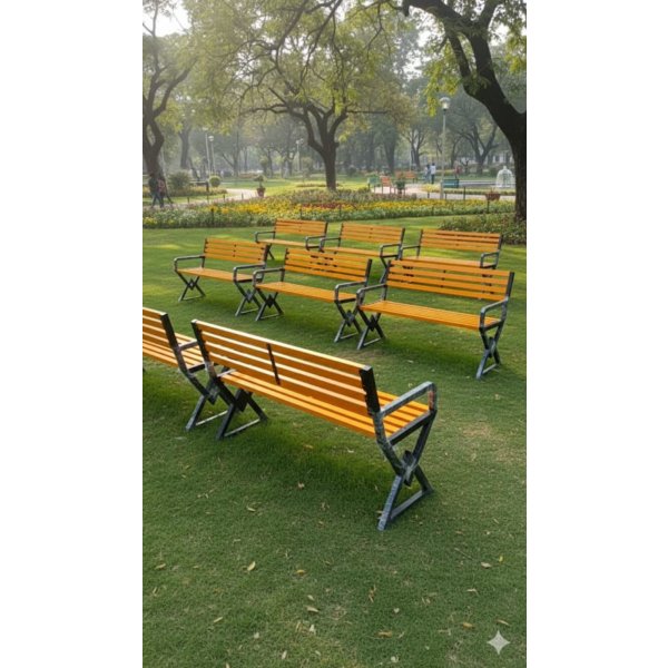 Modern Outdoor Metal Slat Bench with Armrests Best