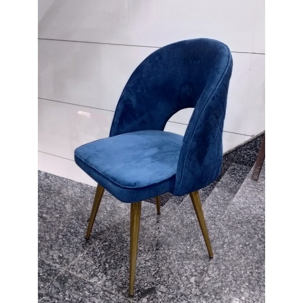 Restaurant Dining Chair in Dark Blue Fabric Design