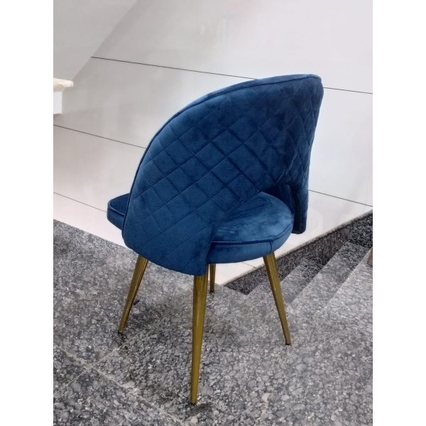 Restaurant Dining Chair in Dark Blue Fabric Style