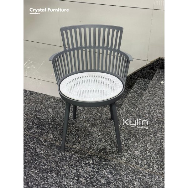Round Seat Vertical Bars Cafeteria Chair Design