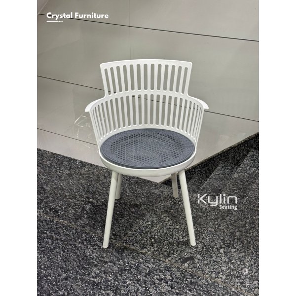 Round Seat Vertical Bars Cafeteria Chair Style