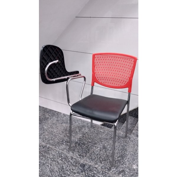 Study Chair - Crystal Study Chair In Cushion Seat and Back (Red) Look