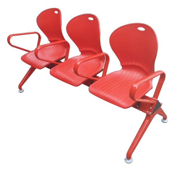 Three Seater Plastic Chair in Red Color Best